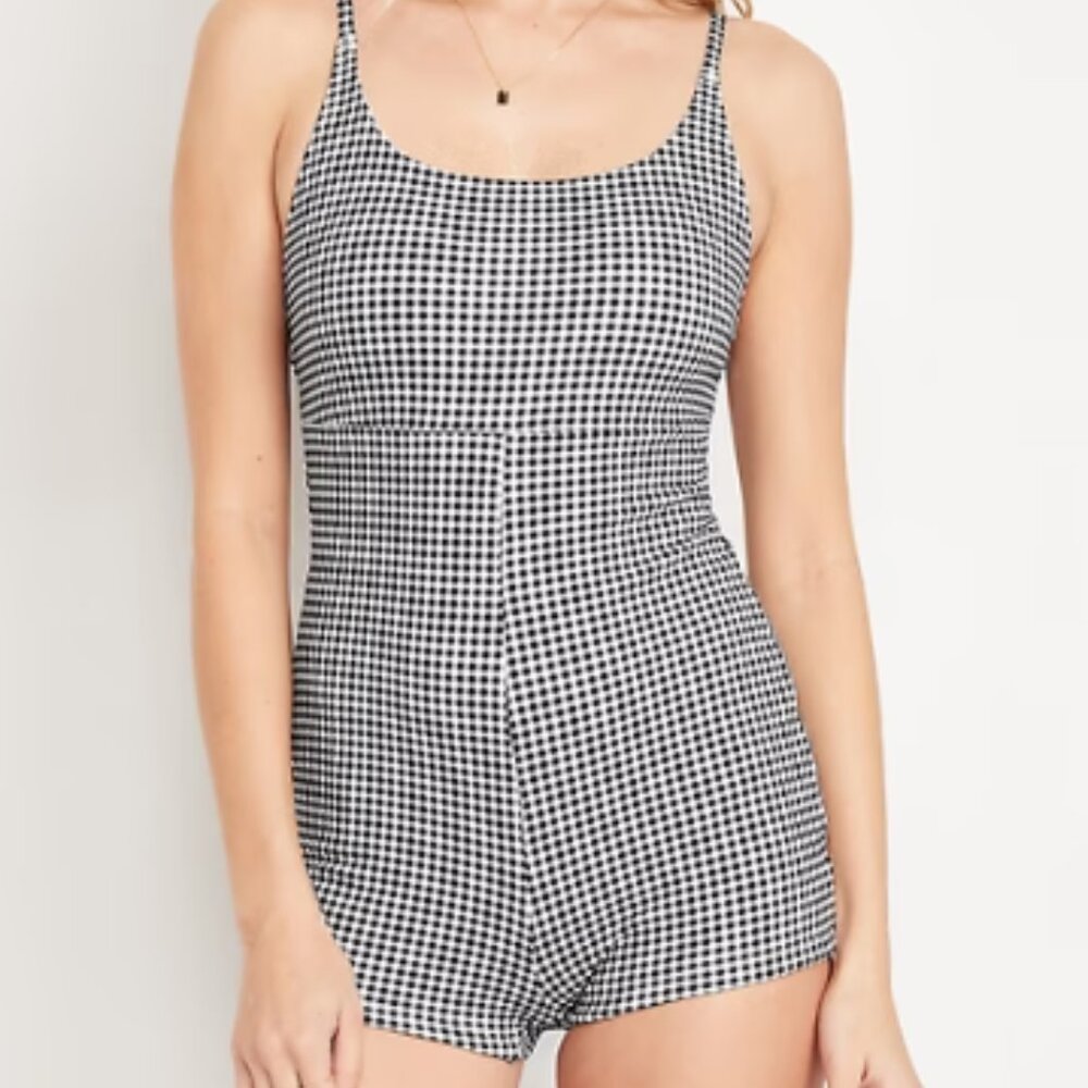 Textured Swim Romper -- 2.5-inch inseam